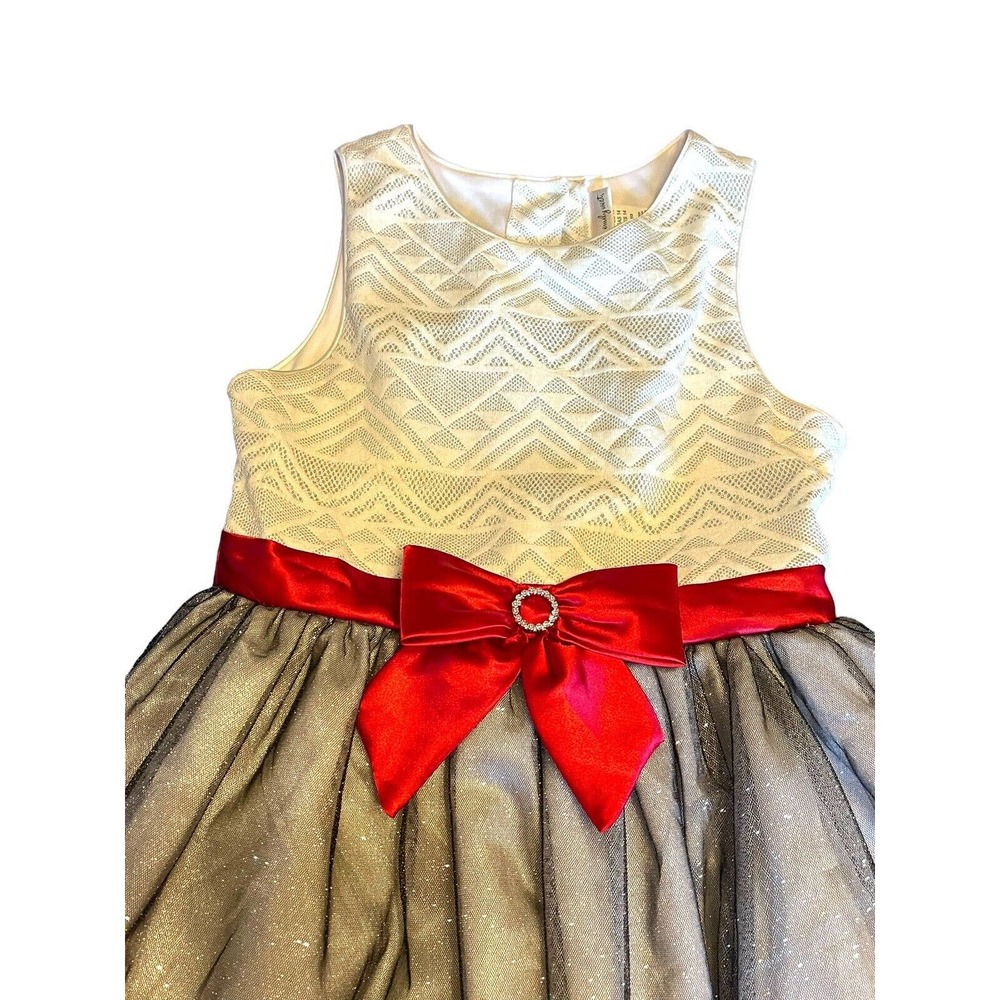 Emily West Pleated Chiffon Coral and White Lace Sleeveless Dress Size 14 - Picture 9 of 10